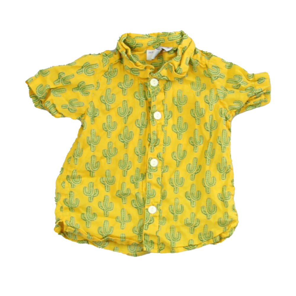 Pax Philomena Boys Yellow | Green Cactus Button Down Short Sleeve size: 3 Months